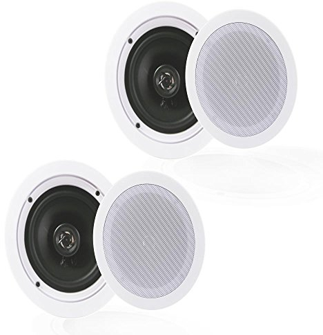 Pyle Coppia Altoparlanti, Casse Audio 2 Vie da Incasso 13,34 Centimetri a Muro/Soffitto per Casa, Speaker Connessioni Rapide, Suono Stereo, Tweeter in Polimero, 150 Watt, Bianco