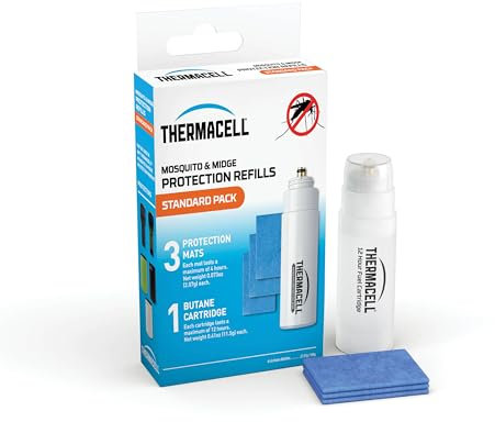 Thermacell Midge and Mosquito Protector Standard Refill Pack 3 Mats and 1 Gas Compatible All Thermacell Fuel Powered protectors