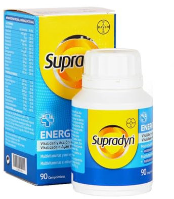 Supradyn Energy 50+ Complejo Vitamínico Con Antioxidantes Para Mayores De 50, 12 Vitaminas, 9 Minerales Y Polifenoles, Energía Con Efecto Antioxidante, Oliva, Amarillo, 90 Unidades (Paquete de 1)