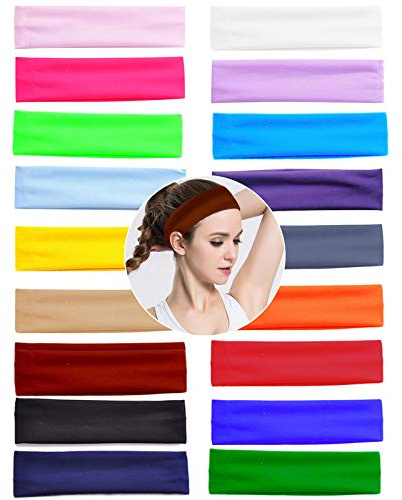 VEGCOO 19 Piezas Diademas Mujer, Turbantes para Mujer, Elástica Cintas de Pelo Yoga Banda de Algodón para Yoga Deportivo