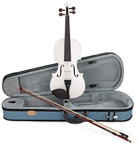 Stentor Harlequin Violin Outfit 1/4 Size, Violin for Intermediates with P&H Fibreglass Bow, Lightweight Case, Colourful String Instrument 1401FPK, White
