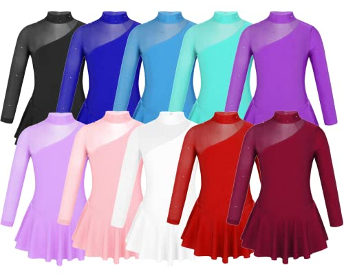 Tanz Kleid Ballettkleid Tanzkleid Garde Eiskunstlaufen Einteiler mit Body, Schwarz, 134-140