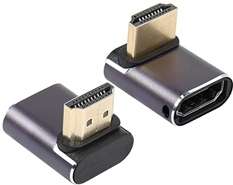 RIIEYOCA 8K&60Hz HDMI 90 gradi ad angolo in su Adattatore maschio-femmina HDMI 2.1UHD connettore 3D estensore supporto 8K@60Hz / 4K@120Hz, 2 pack