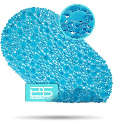 Brandsseller Alfombrilla antideslizante para bañera, diseño ovalado, aprox. 67 x 37 cm, color azul