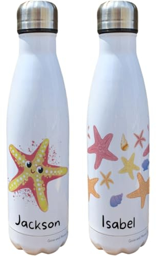 Starfish Insulated Bottle Personalised - Gift for Sea Creture Lover - Personalised Marine Thermal Flask - Stainless Steel Water Bottle (Isabel)
