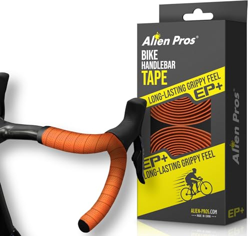 Alien Pros Bike Handlebar Tape New Model EP+ (Set of 2) - Wrap Your Bike for an Awesome Comfortable Ride - Enhance Your Bike Grip with These EVA PU Plus Bicycle Handle bar Tape (Orange)