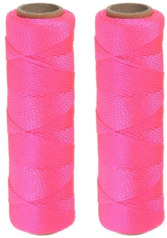 QUARKZMAN 2 Stück Gedrehte Nylon-Maurerschnur 1,5 mm x 250 ft Geflochtene Schnur für Angeln, Gartenarbeit, Basteln, Fluoreszierendes Pink