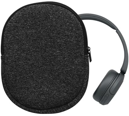 kwmobile Housse Compatible avec WH-CH520 / WH-CH510 / MDR-ZX110 étui - Housse de Protection Souple en néoprène pour Casque Audio 22,5 x 17 cm - Anthracite-Blanc