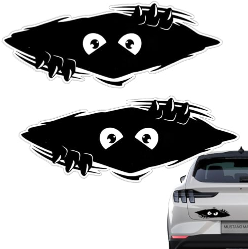 Graplan 2 Stück Monster Sticker, 3D Peeking Monster Cartoon Auto Aufkleber, Wasserdicht Motorrad Sticker, Lustig Auto Sticker für Auto Motorrad Autofenster Stoßstange Laptop