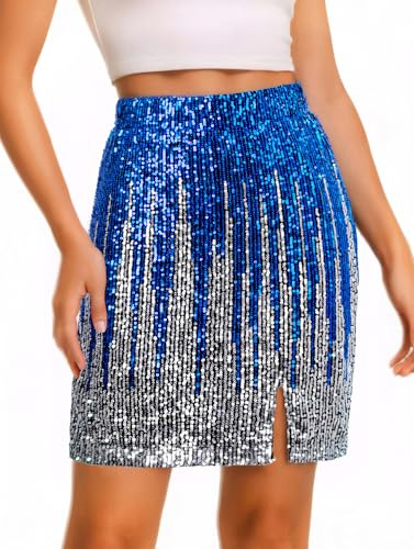 Muztagata Sequin Skirt Sparkly High Waisted Stretchy Bodycon Mini Skirts Party Night Out Clubwear for Women