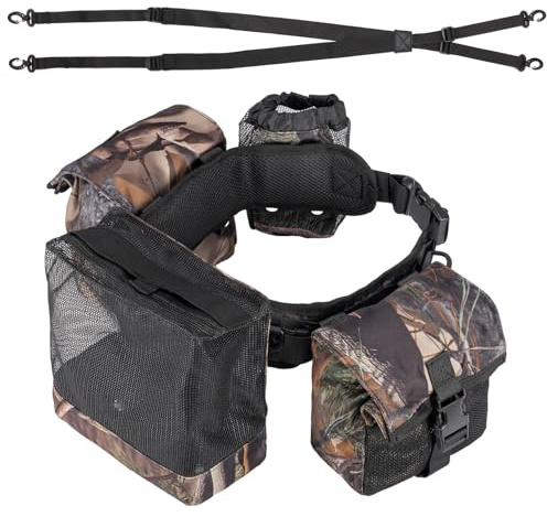 KEMIMOTO Cintura da caccia con colombe, cintura tattica per uccelli, tacchini, piccioni, caccia con tracolla, cintura da combattimento, 4 tasche per trasportare attrezzi, accessori e attrezzi (colore