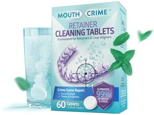 Mouth Crime Retainer Cleaning Tablets, 60 Tablets, 2-Month Supply, Extra Strength Cleaner for Retainers and Clear Aligners