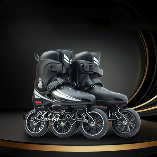 zenggp Patines En Línea De Carreras, 110 Mm, 3 Ruedas Grandes, Unisex, Botas Profesionales De Alto Rendimiento, para Hombres Mujeres Adultos Adolescentes Y Niños(Size:42,Color:Black)