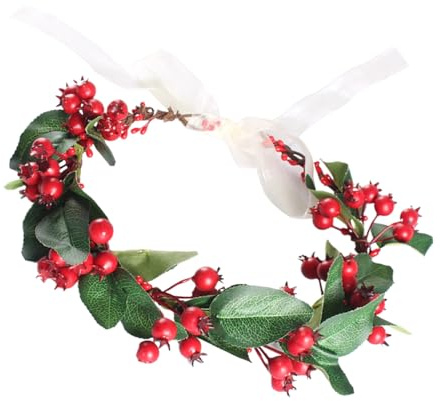 Corona De Bayas De Navidad – Ado?no De Cabeza Artesanal Con ?o | Diadema Floral Con Hojas Y Bayas De ?o, Estilo Vintage Para Navideñas, Bodas, Festivales Y Props Fotográficos