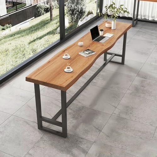 TUPAFJU Tavolo da pranzo moderno in legno massello con bordo vivo, tavolo da cucina lungo, stretto e alto, tavolo da bar rettangolare, senza sgabello(120cm/47.2in)