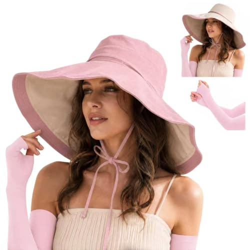 DVDVBOOM Packable Sun Hats for Women, Floppy UV Protection Womens Wide Brim Summer Hat, Ladies Foldable Sunhats Beach Sun Hat for Holiday Vacation