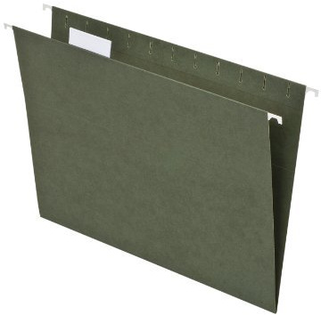 Island Brand Hanging File Folders, 25 Pack, Green, Letter Size (8.5 x 11), 5 Tab Positions, Everyday Filing Essentials for Home, Office and School Organization