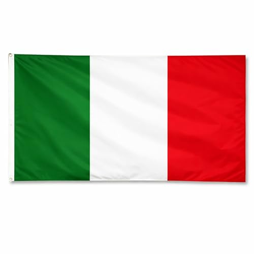 Italy Flag 5ft x 3ft with Brass Eyelets – Polyester Italian Flag Banner for Football Matches, Six Nations Rugby, Home & Garden Display