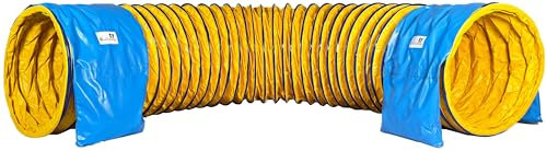 Callieway® Dog Agility Tunnel Profi Hunde Tunnel Agility Gerät (Stützsandsäcke bereits inklusive) (Gelb, 5m)