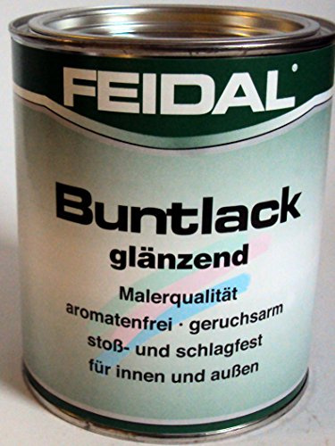 Feidal Alkydharzlack, Buntlack Samtcolor, auf Lösemittelbasis, für Innen und Außen, Weiss Reinweiss RAL 9010, glänzend, 0,75 L, Malerqualität