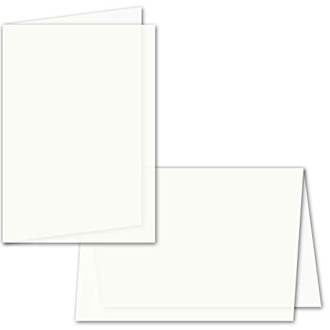 50x faltbares Einlege-Papier für A6 Faltkarten - transparent-weiß - 143 x 200 mm (100 x 143 mm gefaltet) - hochwertig mattes Papier von GUSTAV NEUSER®