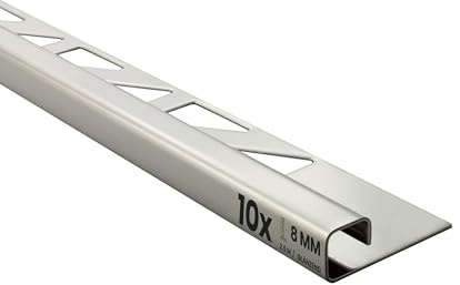 10x Quadrat-Profil Edelstahlschiene Fliesenprofil Fliesenschiene Edelstahl V2A L250cm 8mm glänzend