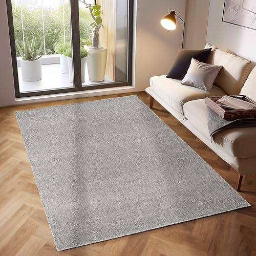SIMPEX Kurzflor Teppich, Unicolor - Einfarbig, Teppich Hellgrau, 120 x 170 cm, Teppich modernen Stil, Teppich Wohnzimmer, Hellgrau, 120 x 170 cm