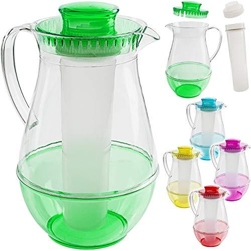 alles-meine.de GmbH 2 Stück 2 Liter - große Kühl - Kannen/Krüge/Getränkespender - mit EIS Kühlelement - bunt - Karaffe Kühlkaraffe - Kühlkrüge - Wasserkrüge/Getränkekrüge..