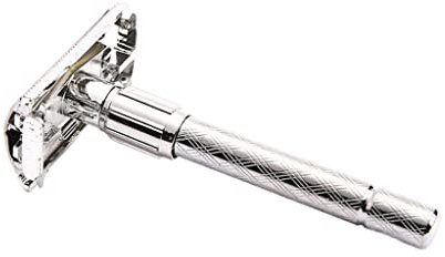 Rasoio di sicurezza a doppia regolabile, con, manico lungo classico in acciaio tradizionale per uso domestico barba da viaggio da uomo