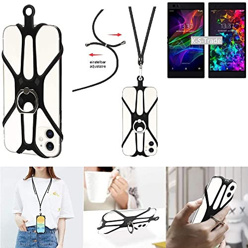 K-S-Trade Qualitativ & Innovativ 3in1 Handykette Handyband Handykordel Halsband Smartphone-Ring Handy-Ring Für Razer Phone 2 Fingerhalterung