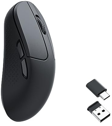 Keychron M3 Mini Wireless Optical Mouse, Bluetooth 5.1/2.4 GHz/Wired Gaming Mouse, Programmable PixArt 3395 Sensor with up to 26,000 DPI/ 650 IPS, Lightweight Ergonomic for Windows Mac Linux - Black