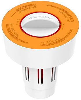 POOL FELLOWS Pool Tablet Dispenser ONLY for 1 inch Tablets, Floating Tablet Holder with Reminder and 3 Ajustable Settings, Durable Floater for Pools, Small Size (Orange)