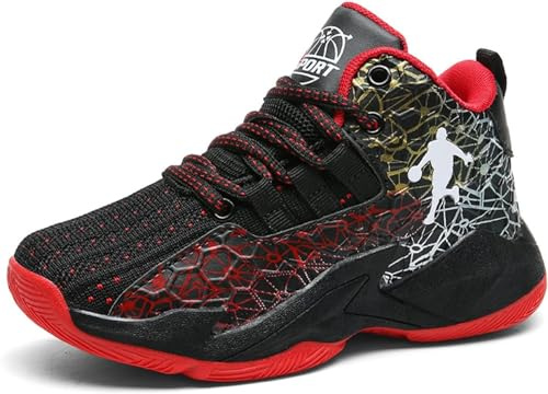 Chaussures de Basket-Ball pour Enfants Garçon Basketball Chaussures Baskets Mode Léger et Confortable Garçon Chaussures Baskets de Sport Course Sneaker (EMJ-A36, 38EU)