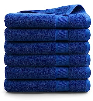 DoubleDry Große Handtücher Set 6-70 X 140cm, Flauschige Badehandtücher, Duschhandtücher aus 100% Baumwolle (Oeko-TEX MIG Certified)- 500 g/m², Große Handtücher für Bad und Dusche - Blau