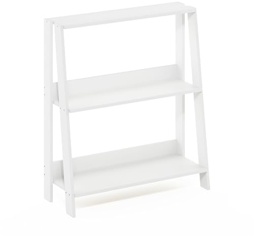 Furinno Ladder Leiter-Bücherregal, Ausstellungsregal, 5 Ebenen, Weiß