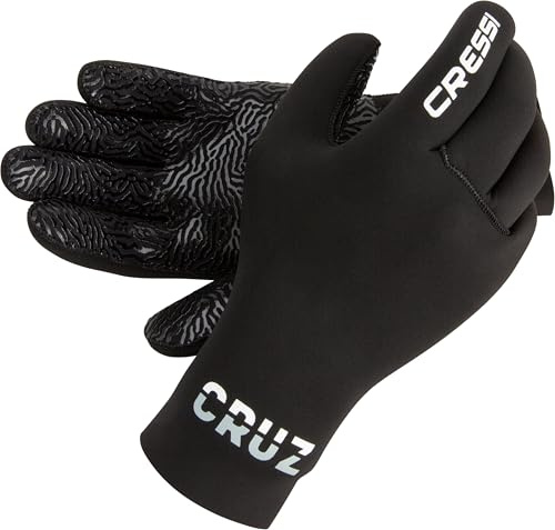 Cressi Cruz Gloves 3mm - Neopren Tauchhandschuhe Schwarz 3mm Anti Slip Palm System, M/3, Erwachsene Unisex