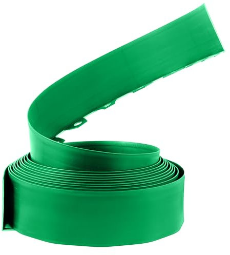 Gräns för gräsmattsträdgård 9,8 m | 10 m med kraftiga markinsatser 10 cm hög flexibel blomstersängkant och förstärkta plastpinnar, professionella landskapsdelare, väderbeständig (grön)