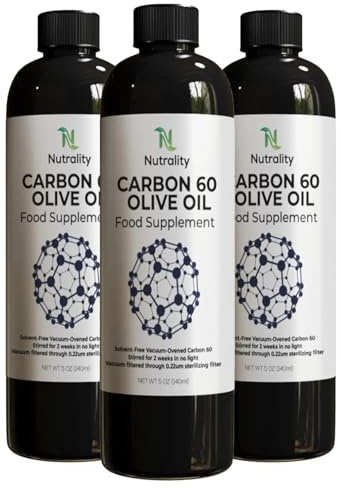 Nutrality Carbon 60 Olive Oil Food Supplement | 99.9% Solvent-Free Pure Formula | For Men & Women | 140ml | 3 Pack Bundle