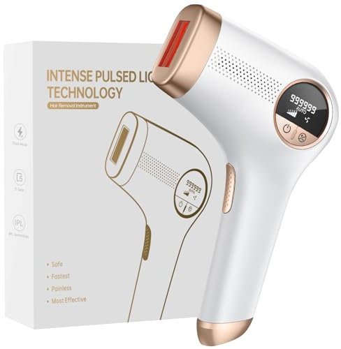 Depiladora Laser de Alta Eficiencia 600NM - 1200NM, IPL Depiladora de Luz Pulsada Doméstico de 5 Niveles, Adecuado para Hombres, Mujeres, Cara, Axilas, Piernas y Cuerpo Depilacion