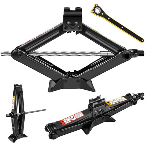 Universal Scissor Lift Jacks, 2Ton (4409 lbs) Car Jack Kit with Wrench, Maximum Height Up to 39cm, Portable Thickened Steel Floor Jacks for Cars, SUV, MPV and Other Vehicles, Black