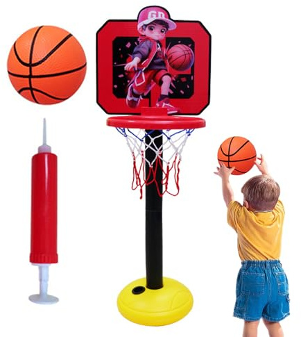 Cesta de Baloncesto Interior para niños | Portería de Baloncesto Infantil con Mini Cesta y pie,Divertidos Accesorios multifuncionales con Panel y Globo para casa Dormitorio