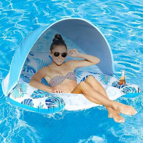 Pool Inflatables For Adults, Pool Floats Lounger, Pool Inflatables with Cup Holder, Lake Float Raft Water Lounger, Summer Beach Vacation Essentials Floatie for Swimming Pools (Swimming Chair)
