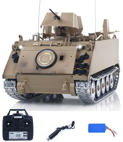 TOUCAN RC HOBBY Carro armato radiocomandato 1/16 RC M2412-B M113A1 ACAV 360° Rotazione a torre a infrarossi, ingranaggi in metallo, unità di fumo, controllo radio, modello militare