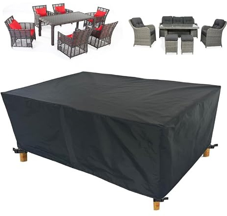 IUCUHE Funda Muebles Jardin,Funda para Muebles de jardín 260x150x70cm/LaxAnxAl 420D Oxford Impermeable,Cubierta de Mesa Exterior Impermeable