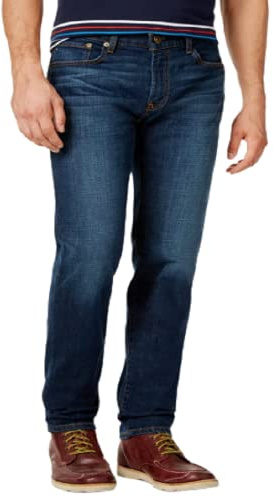 Tommy Hilfiger Men's THD Slim Fit Jeans Pants, -Medium Wash, 35
