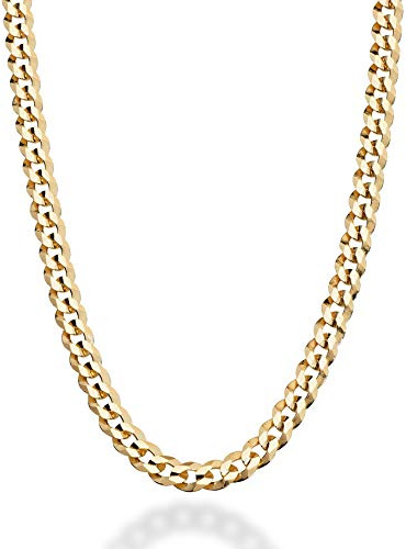 Miabella Italian 18K Gold Plated 925 Sterling Silver 5mm Diamond-Cut Cuban Link Curb Chain Necklace for Women Men, Made in Italy (22 Inches)