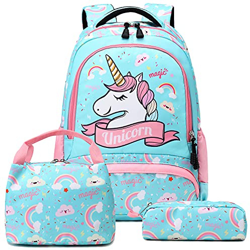 A AM SeaBlue Enfants Cartable Licorne Filles Primaire Sac à Dos Scolaires Sets de Sacs Sac à Dos Enfant pour à L'école,Sac pour Les Loisirs,Le Voyage