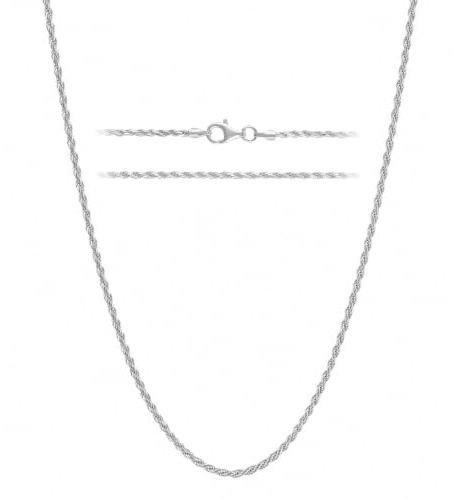 KISPER 925 sterlingsilver 1,6 mm diamantslipat italienskt repkedja halsband, Metall, Ingen ädelsten,