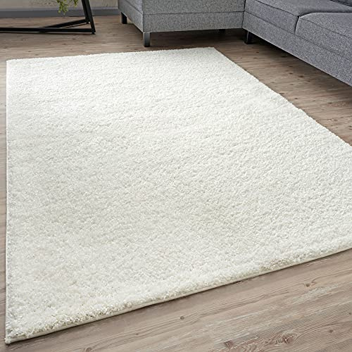 THE RUGS Living Room Rug - Shaggy Soft And Elegant Carpets For The Bedrooms And Kitchen, Easy To Clean, Many Different Sizes (80x300 cm, White)