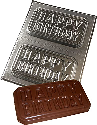 Happy Birthday Chocolate Bar Moulds Reusable Plastic Molds Make 100g Bars, Transparent (4372)